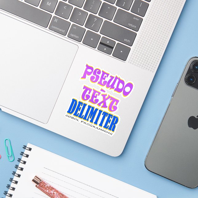 Adesivo Delimitador de Pseudo-Texto em Programação Cobol A (Notebook com iPhone)