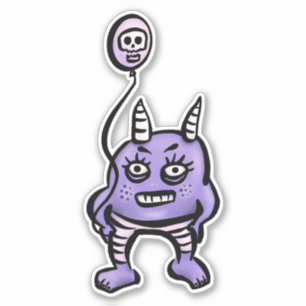 Adesivo Demônio Engraçado Com O Cartoon Gothic De Balão