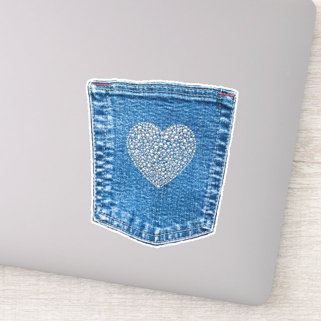 Adesivo Denim Pocket Diamond Heart Bedazzled Country (Detalhe)