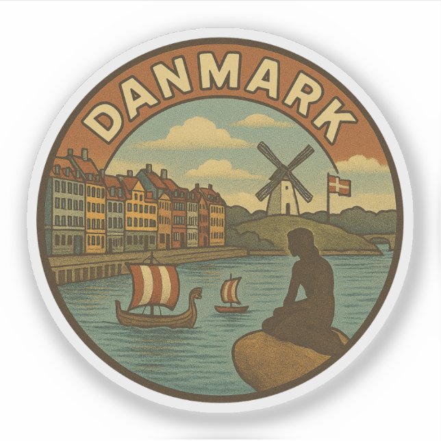 Adesivo Denmark Travel Vintage (Frente)