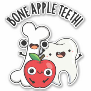 Adesivo Dentes de Maçã Óssea Piada Bona Appetit Engraçada