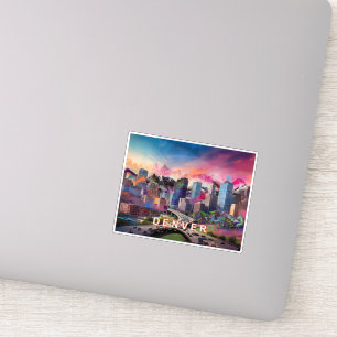 Adesivo Denver Skyline Abstrato Art