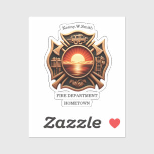 Adesivo Departamentos de incêndio Crachá de preto e vermel