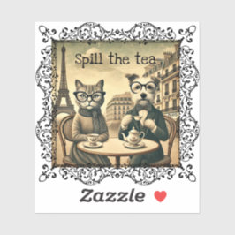 Adesivo Derramar do chá Cat & Dog Vintage