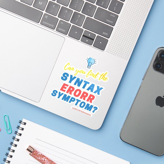 Adesivo Desafio de Erro de Sintaxe COBOL Camiseta para Cod (Notebook com iPhone)
