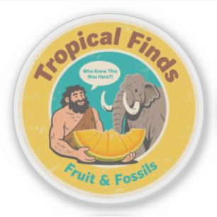 Adesivo Descoberta de Frutas Antigas Retrô Caveman & Mamut