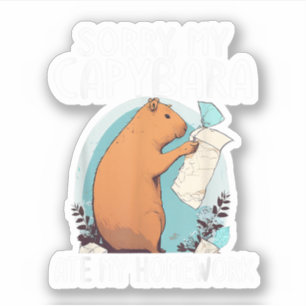Adesivo Desculpe, Meu Capivara Comeu Meu Dever De Casa Eng