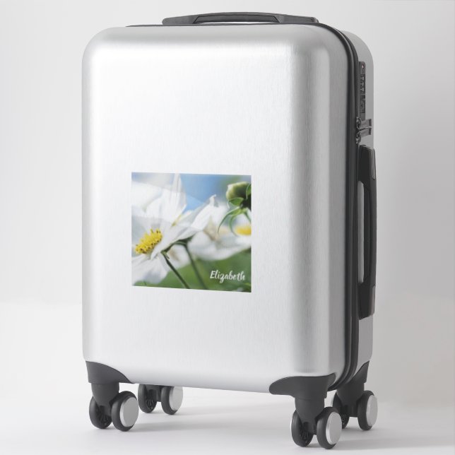 Adesivo Desejos com margaridas brancas personalizadas (Mala)