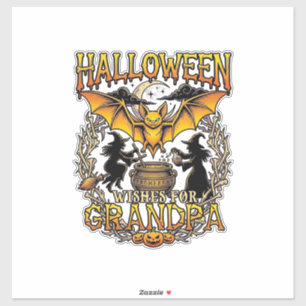 Adesivo Desejos de Halloween Vô Morcego Caldeirão de Bruxa