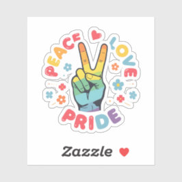 Adesivo Desenho colorido com paz, amor e orgulho à mão