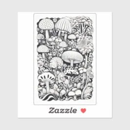 Adesivo Desenho da linha do cogumelo Pequeno