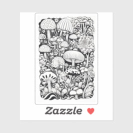 Adesivo Desenho da linha do cogumelo Pequeno