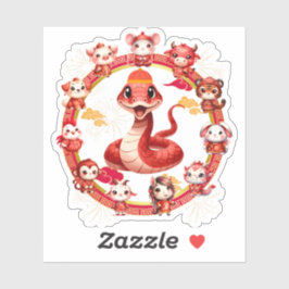 Adesivo Desenho da Serpente do Ano Novo Lunar Chinês 2