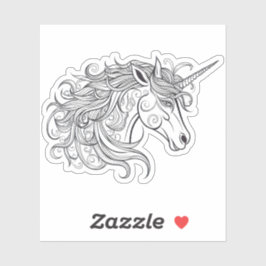 Adesivo Desenho de Cabeça de Unicórnio Pequeno