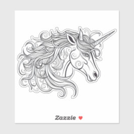 Adesivo Desenho de Cabeça de Unicórnio Pequeno