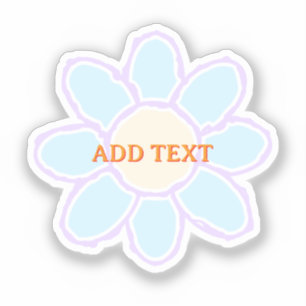 Adesivo Desenho de Flor Fofo com Texto Personalizado