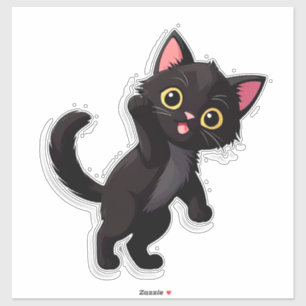 Adesivo Desenho de gatinho preto fofo com olhos grandes