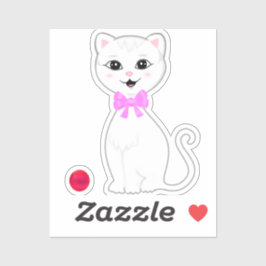 Adesivo Desenho de Gato Branco Fofo