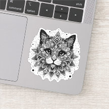 Desenho de Gato com Padrão Mandala