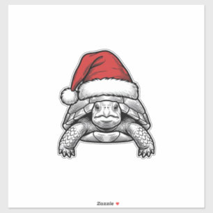 Adesivo Desenho de Gravura Antiga de Tartaruga de Natal co
