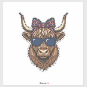 Adesivo Desenho de gravura vintage de vaca das Terras Alta