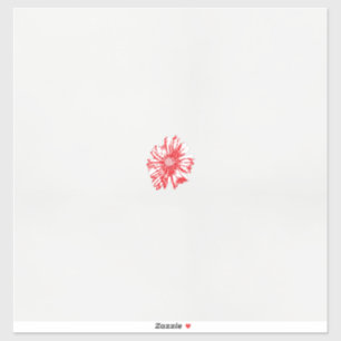 Adesivo desenho de uma flor vermelha sobre fundo branco