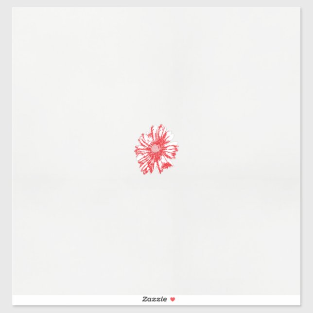Adesivo desenho de uma flor vermelha sobre fundo branco (Folha)