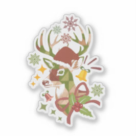 Adesivo Desenho de Veado Colorido de Natal em Vinil