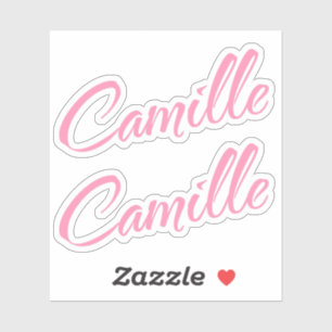 Adesivo Desenho decorativo de nome rosa de Camille x2