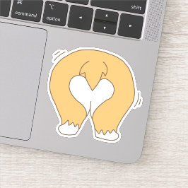 Adesivo Desenho do Bumbum Branco e Funny Corgi Laranja