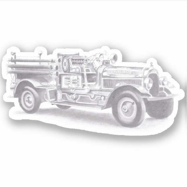 Adesivo desenho do vintage Firecaminhão (Frente)