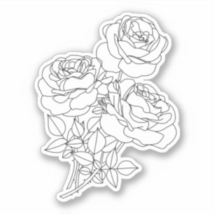 Adesivo Desenho Mínimo de Linha de rosas