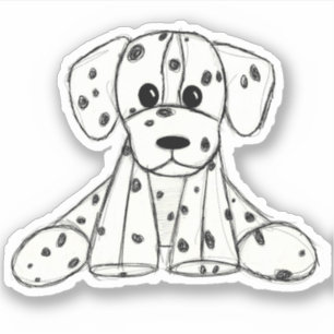 Adesivo Desenho simples de um cão dalmata de pelúcia em pr