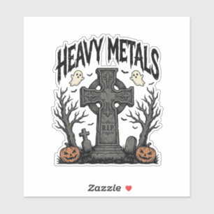 Adesivo Desenho Vetorial Cemitério de Halloween de Metais