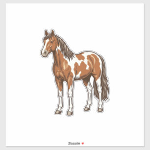 Adesivo Desenho Vetorial de Cavalo Pinto Gravado Antigo_1