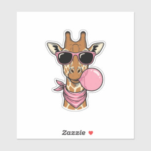 Adesivo Desenho Vetorial de Chiclete Girafa Gravura Vintag