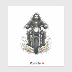 Adesivo Desenho Vetorial de Motociclista com Gravação Anti