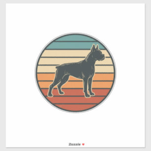 Adesivo Desenho Vetorial de Xilogravura de Boxer Vintage a