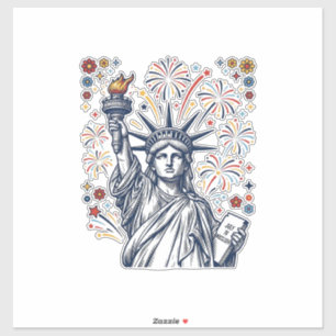 Adesivo Desenho Vetorial Patriótico de Fogos de Artifício 