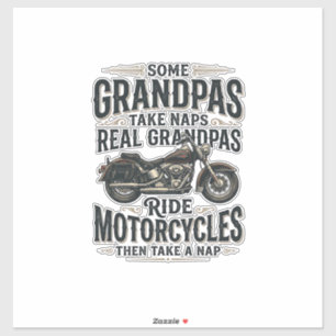 Adesivo Desenho Vetorial Vintage de Cochilo de Moto do Avô