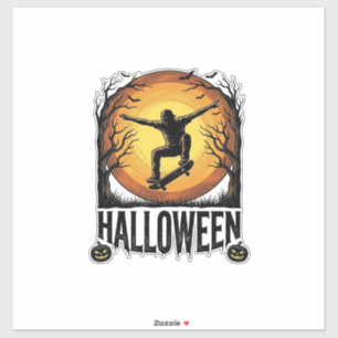 Adesivo Desenho Vetorial Vintage de Skate de Halloween Lua