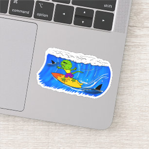 Adesivo Desenhos animados surfando do lagarto engraçado d