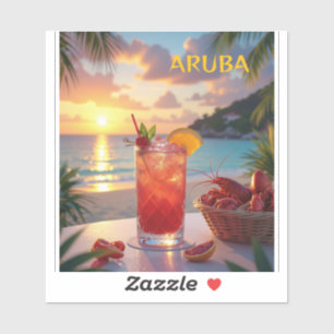 Adesivo Desfrutando o pôr do sol em aruba