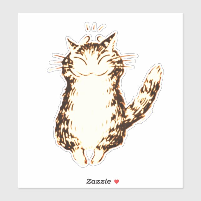 Adesivo Design CAT FELIZ DO Vinheta De Corte Personalizado (Folha)