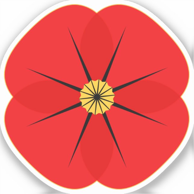 Adesivo Design comemorativa da Flor Vermelha Poppy (Frente)