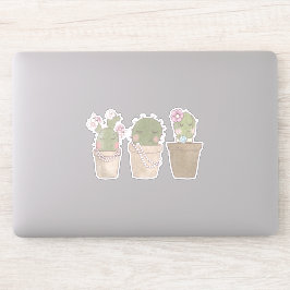 Adesivo Design de Aquarela Smiling Cactus Trio