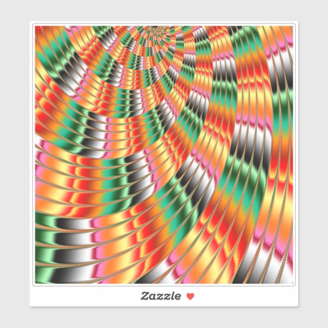 Adesivo Design de Arte Fractal Invertida Colorida (Folha)