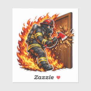 Adesivo Design de Bombeiro Abrindo Porta