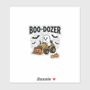 Adesivo Design de Bulldozer Fantasma de Halloween Boo-Doze