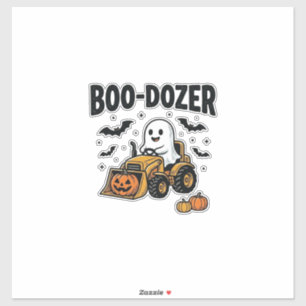 Adesivo Design de Bulldozer Fantasma de Halloween Boo-Doze